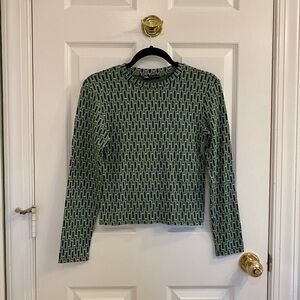 Zara Green Patterned Long Sleeve Top